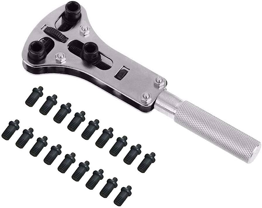Watch Caseback opener with 18 interchangeable tips to fit all types of casebacks