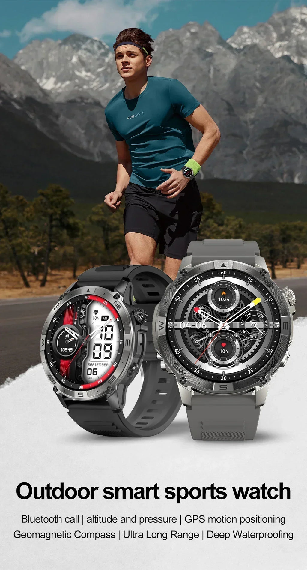 AMOLED Smart Watch - North Edge - GPS Smartwatch